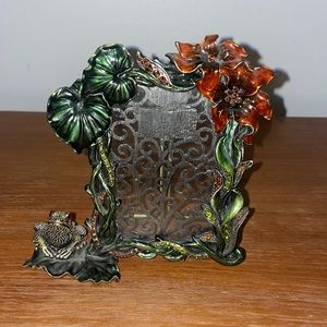 💌TIZO Italy SWAROVSKI Jeweled Frog & Lily Pad Picture Frame‼️